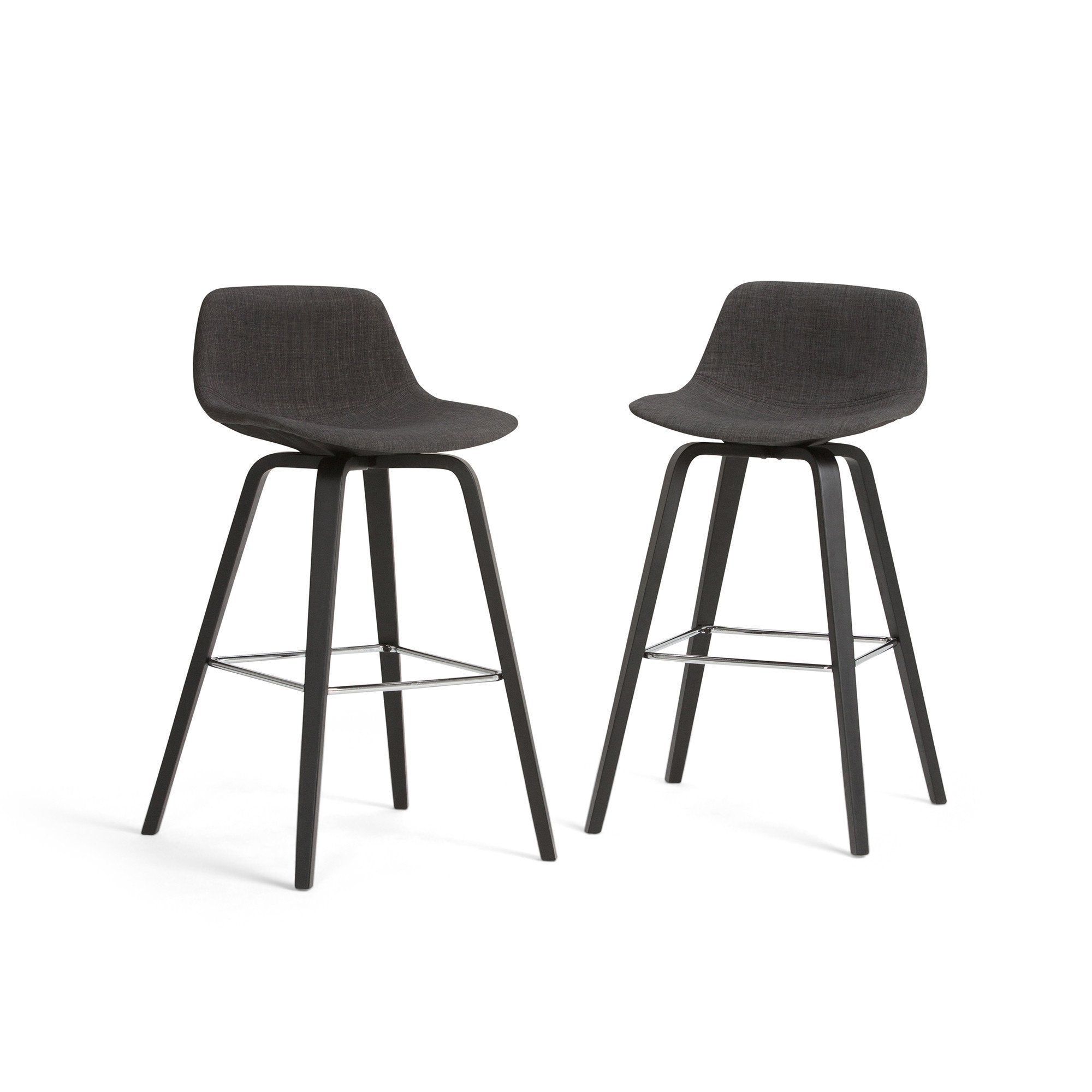 Charcoal Grey Linen Style Fabric Black | Randolph Bentwood 26 inch Bar Stool (Set of 2)