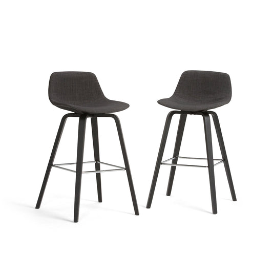 Charcoal Grey Linen Style Fabric Black | Randolph Bentwood 26 inch Bar Stool (Set of 2)