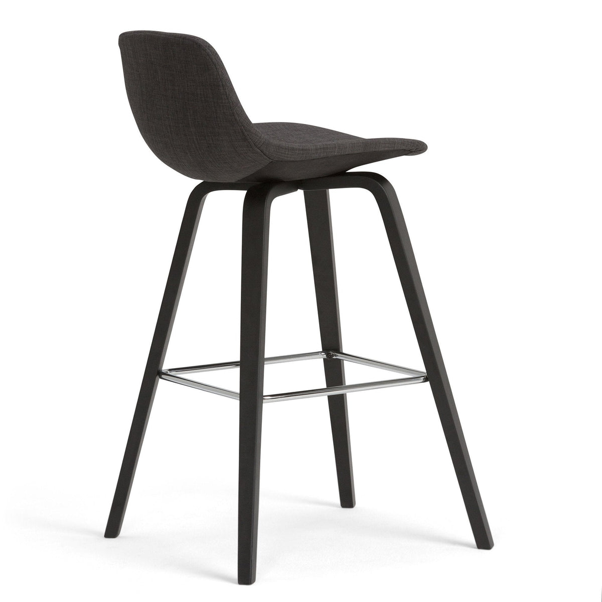 Charcoal Grey Linen Style Fabric Black | Randolph Bentwood 26 inch Bar Stool (Set of 2)