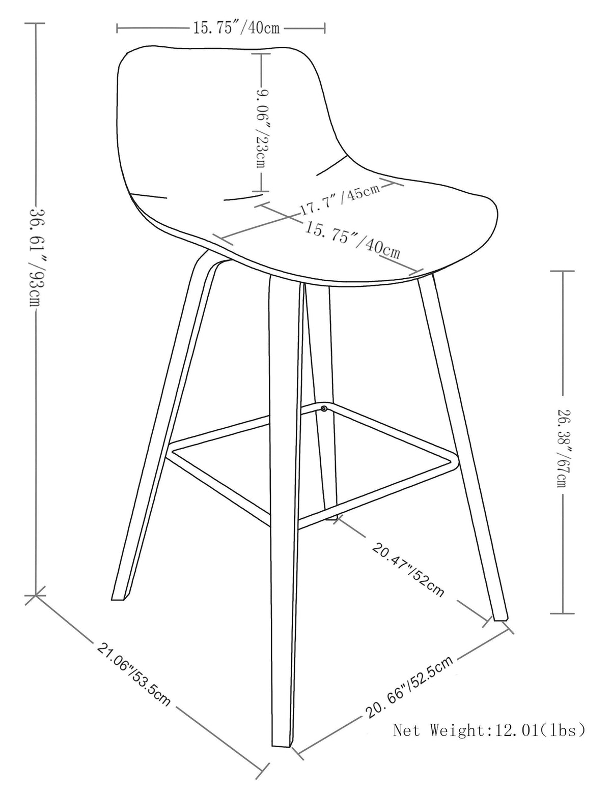 Charcoal Grey Linen Style Fabric Black | Randolph Bentwood 26 inch Bar Stool (Set of 2)