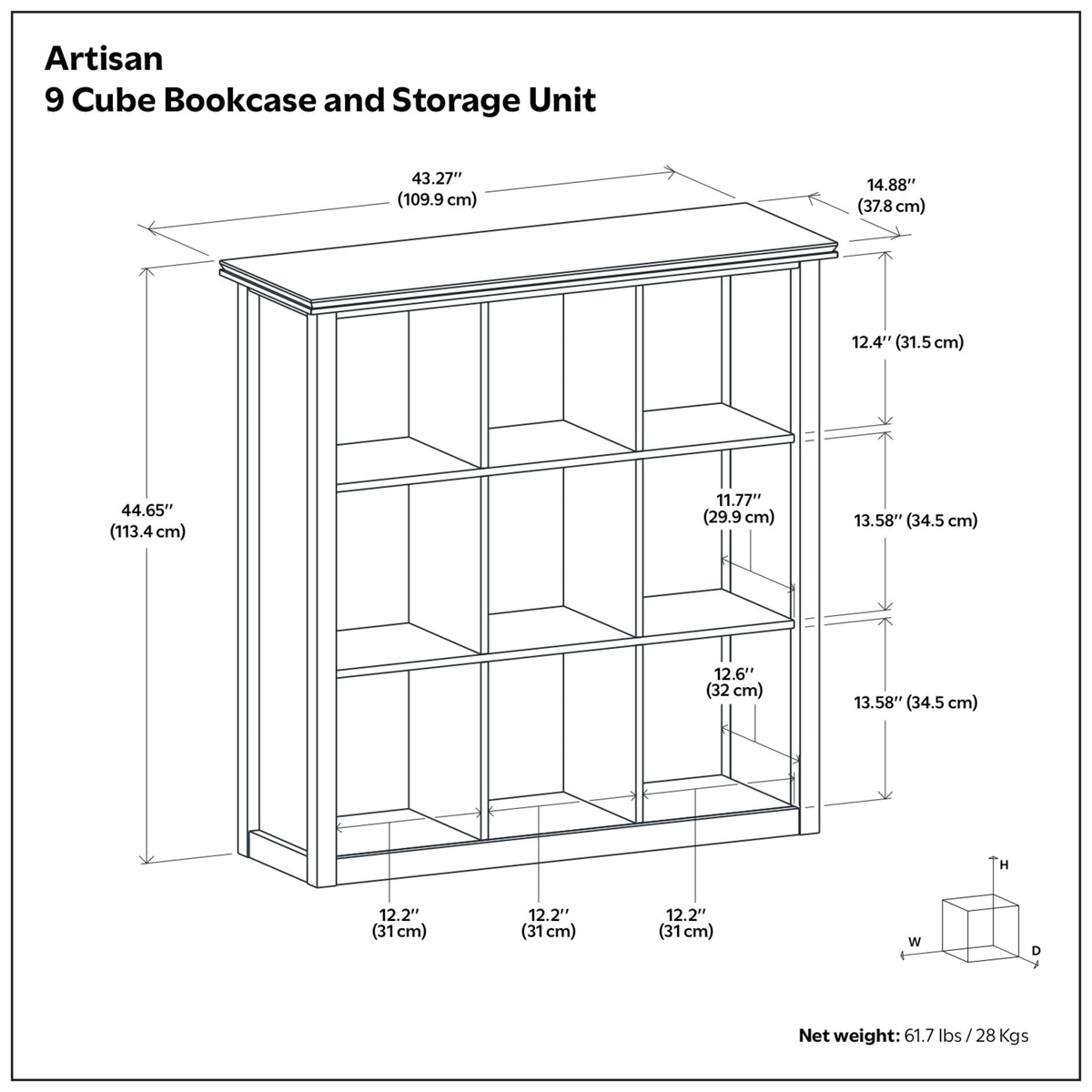 Russet Brown | Artisan 9 Cube Bookcase