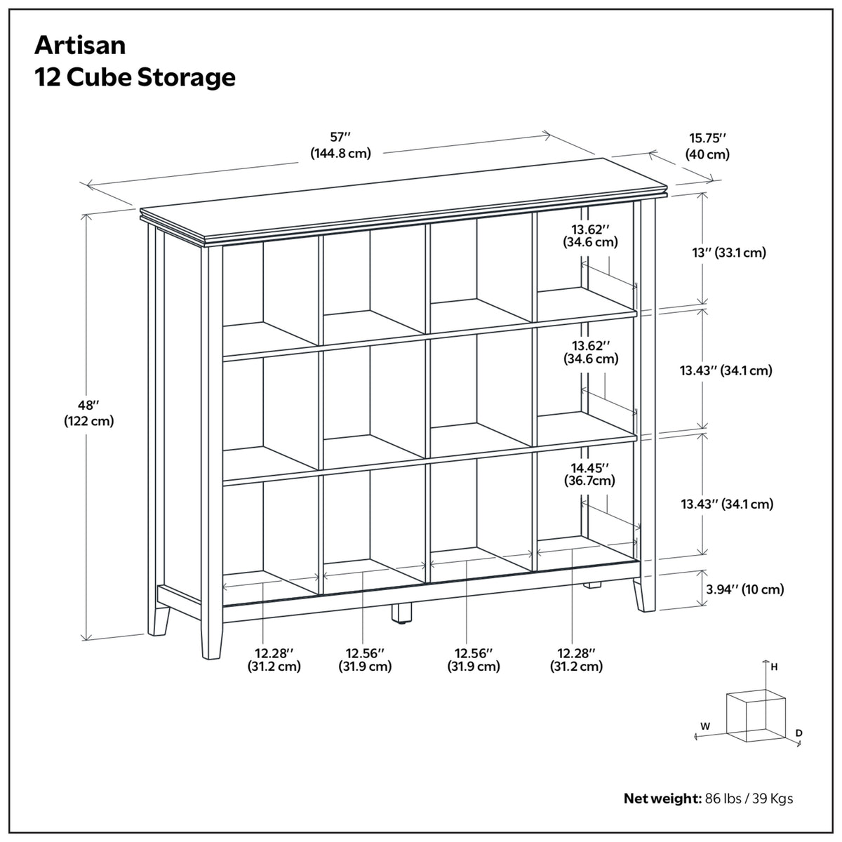 Russet Brown | Artisan 12 Cube Bookcase