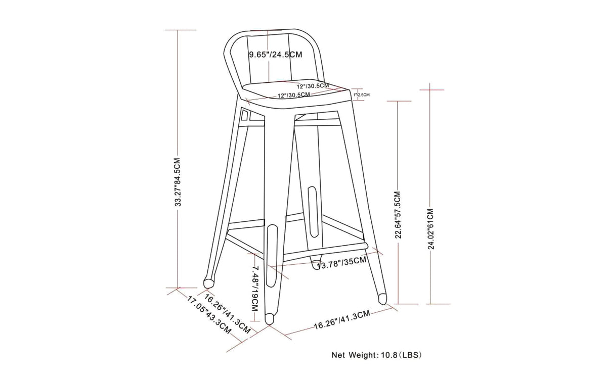 Black 24 inch | Rayne 24 inch Metal Wood Counter Height Stool (Set of 4)