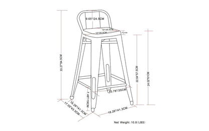 Black 24 inch | Rayne 24 inch Metal Wood Counter Height Stool (Set of 4)