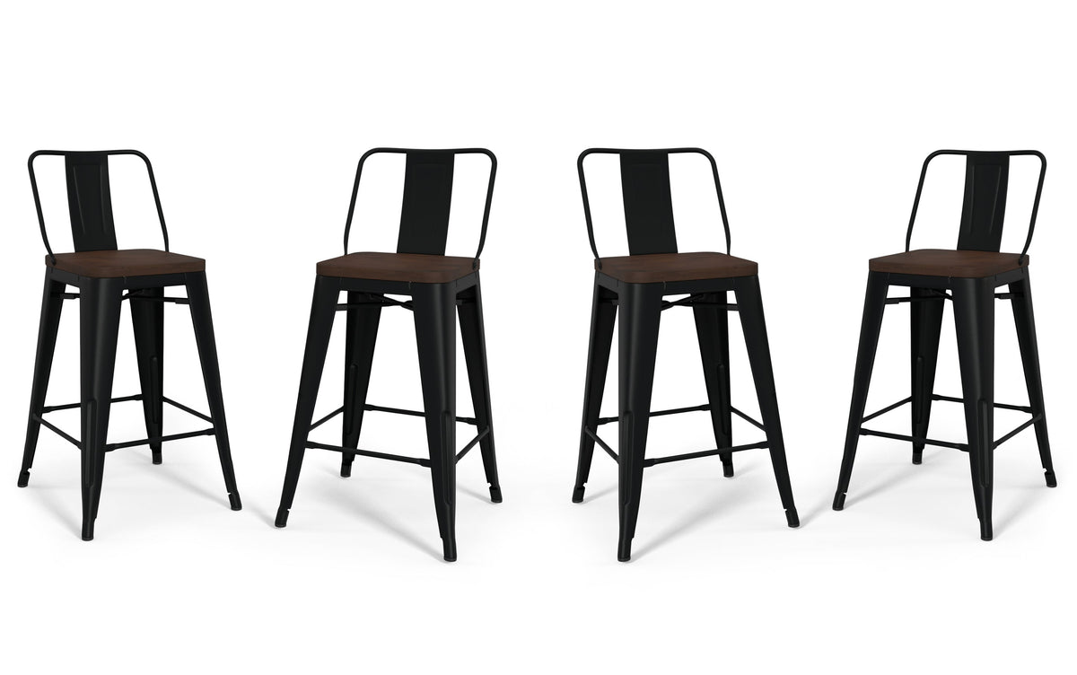 Black 24 inch | Rayne 24 inch Metal Wood Counter Height Stool (Set of 4)