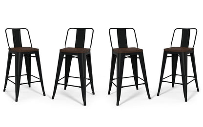 Black 24 inch | Rayne 24 inch Metal Wood Counter Height Stool (Set of 4)