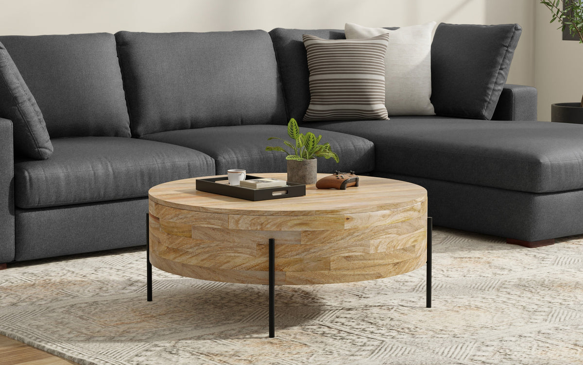 Refined Natural | Rayburn Drum Coffee Table in Mango