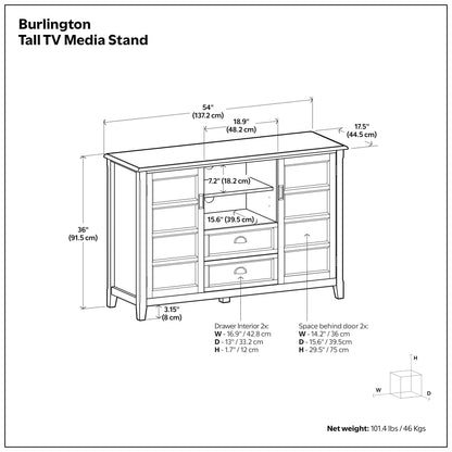 Mahogany Brown | Burlington Tall TV Stand
