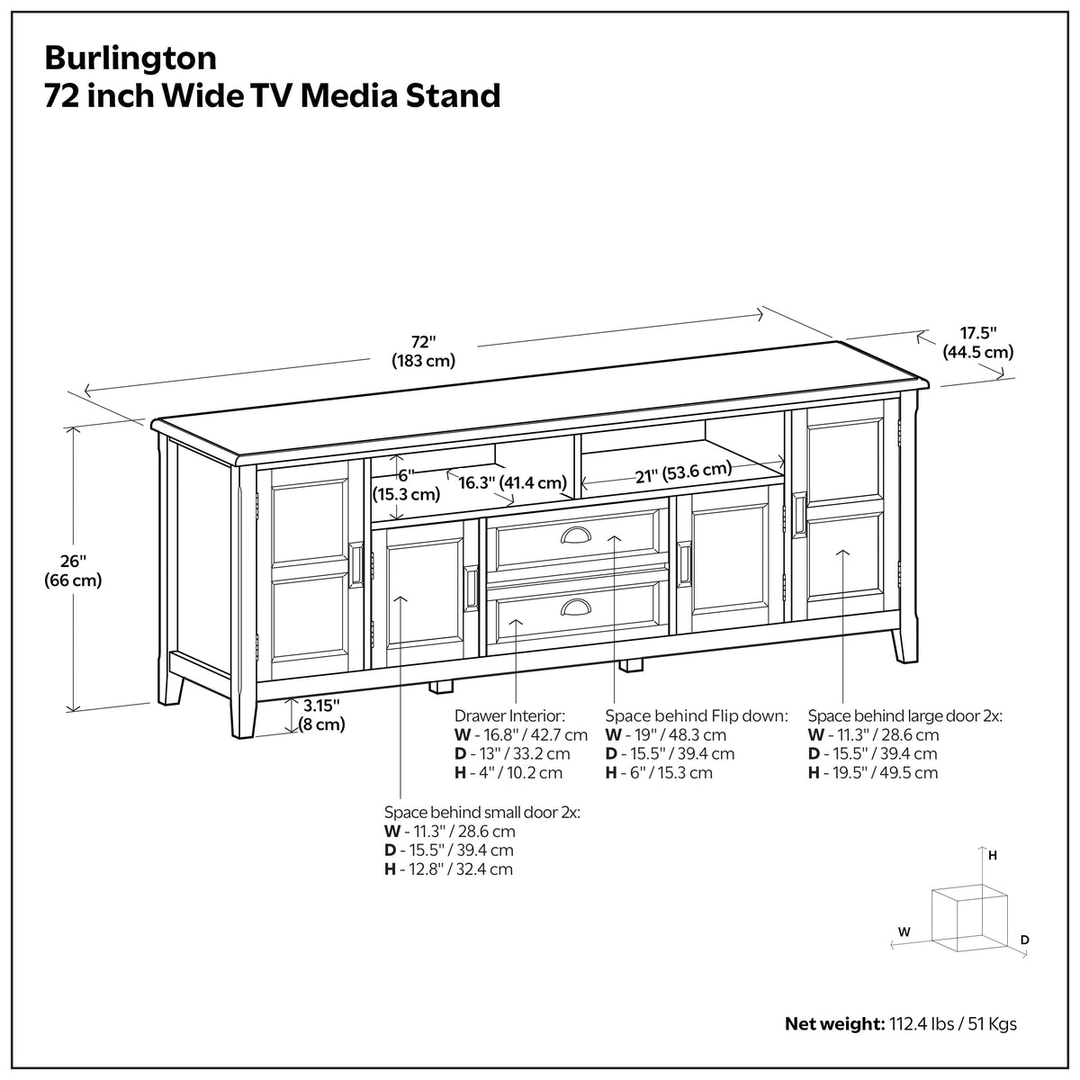 Black | Burlington 72 inch TV Stand