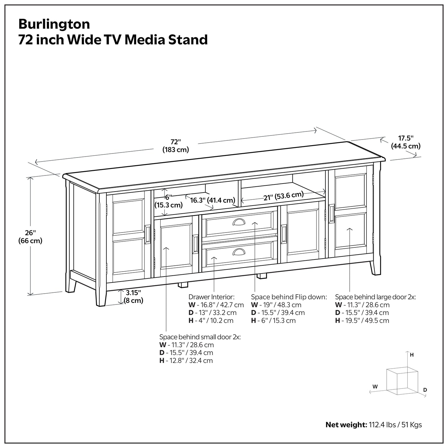 Mahogany Brown | Burlington 72 inch TV Stand