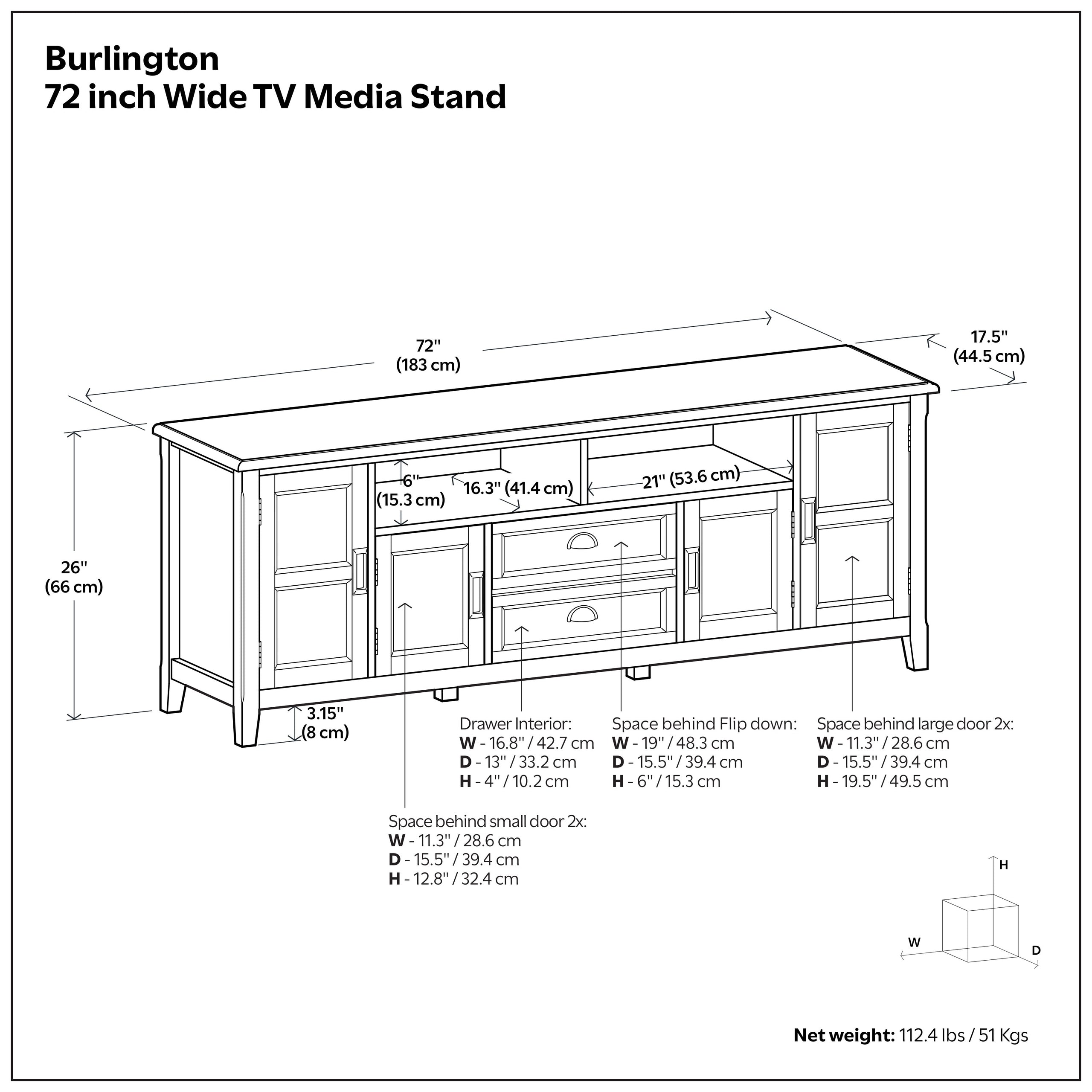 Mahogany Brown | Burlington 72 inch TV Stand