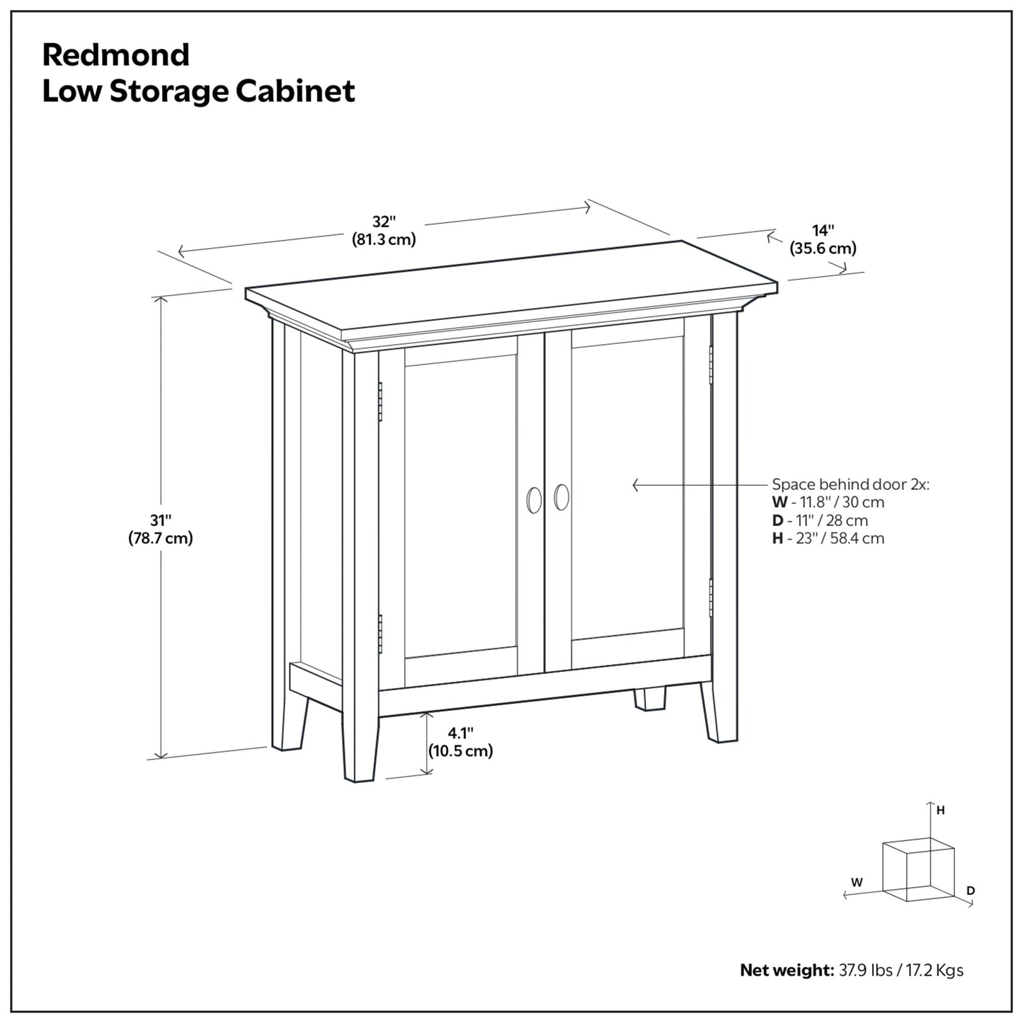 White | Redmond Low Storage Cabinet