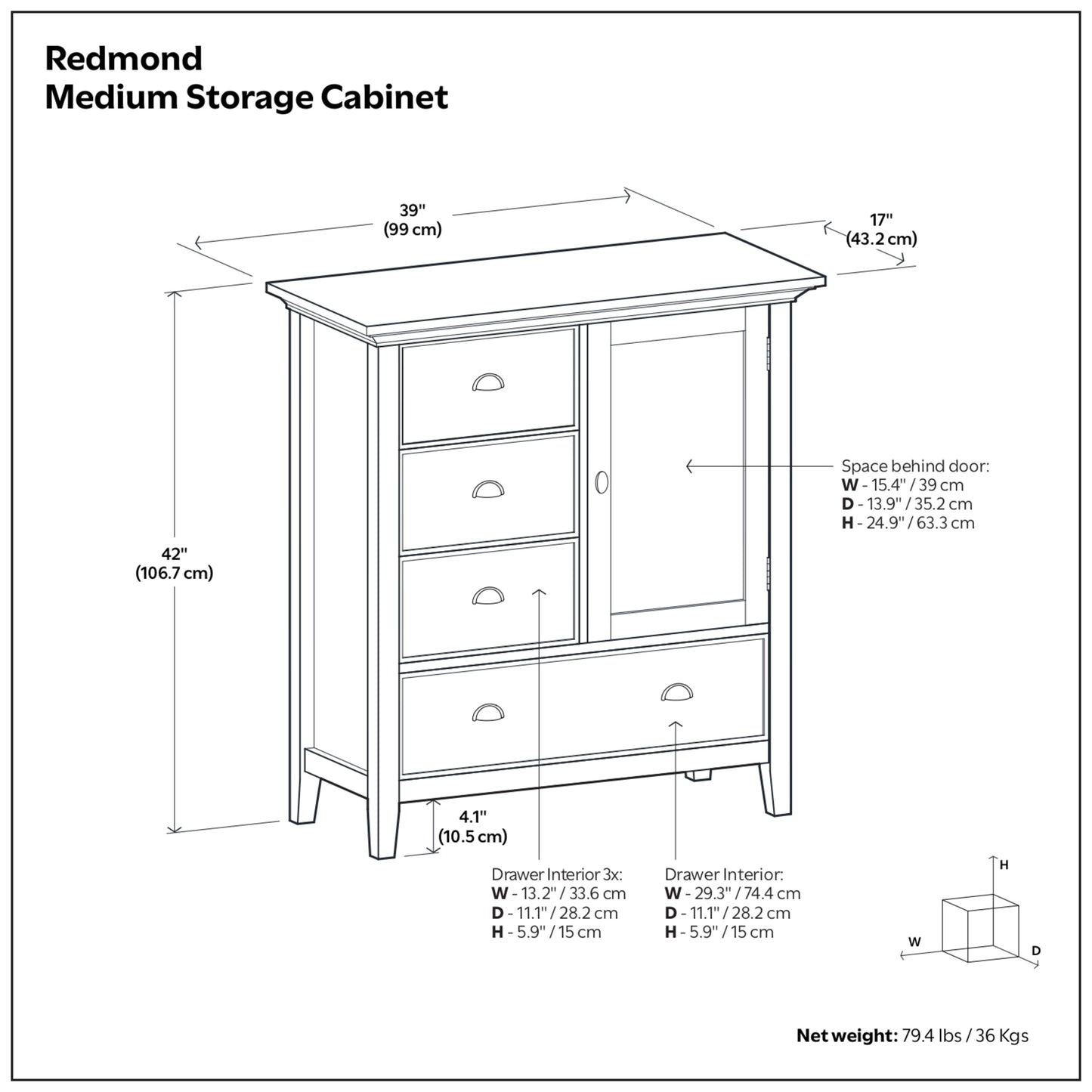 Black | Redmond Medium Storage Cabinet