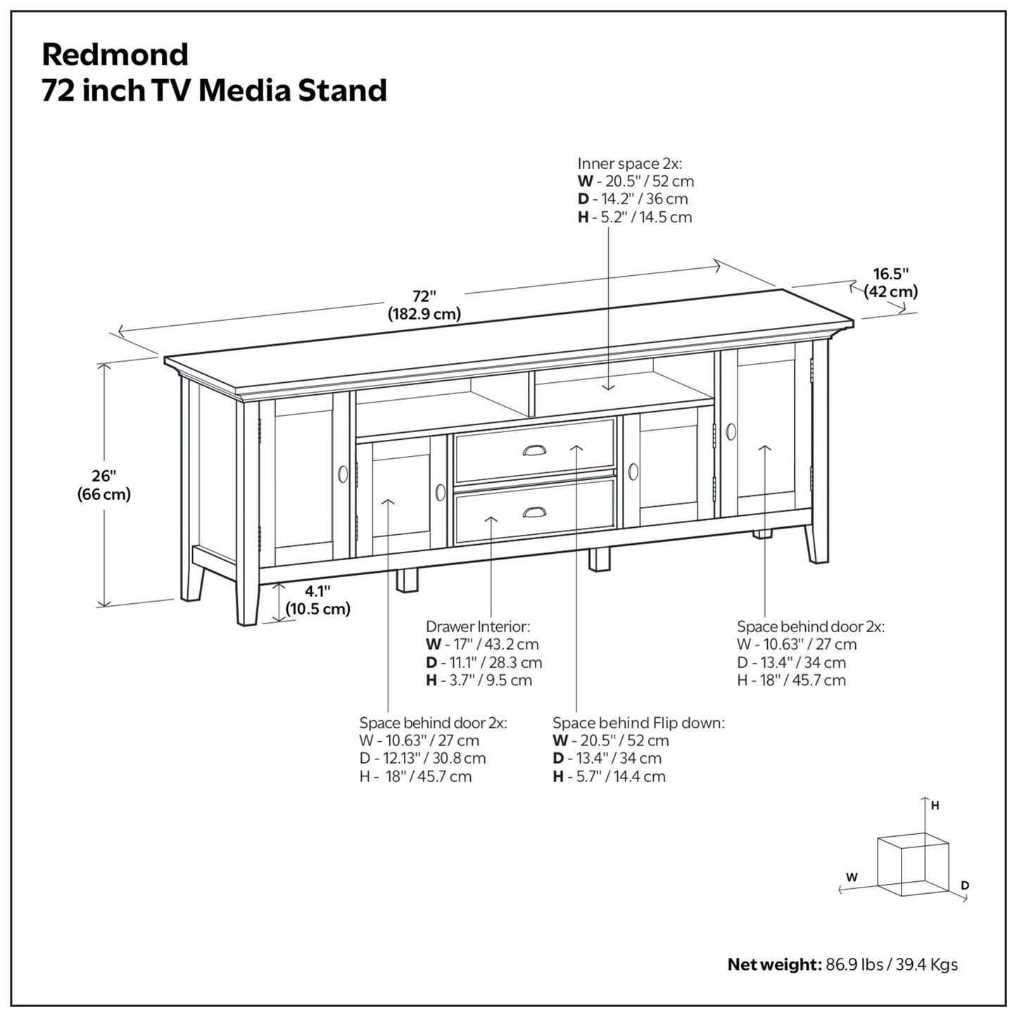 Brunette Brown | Redmond 72 inch TV Stand