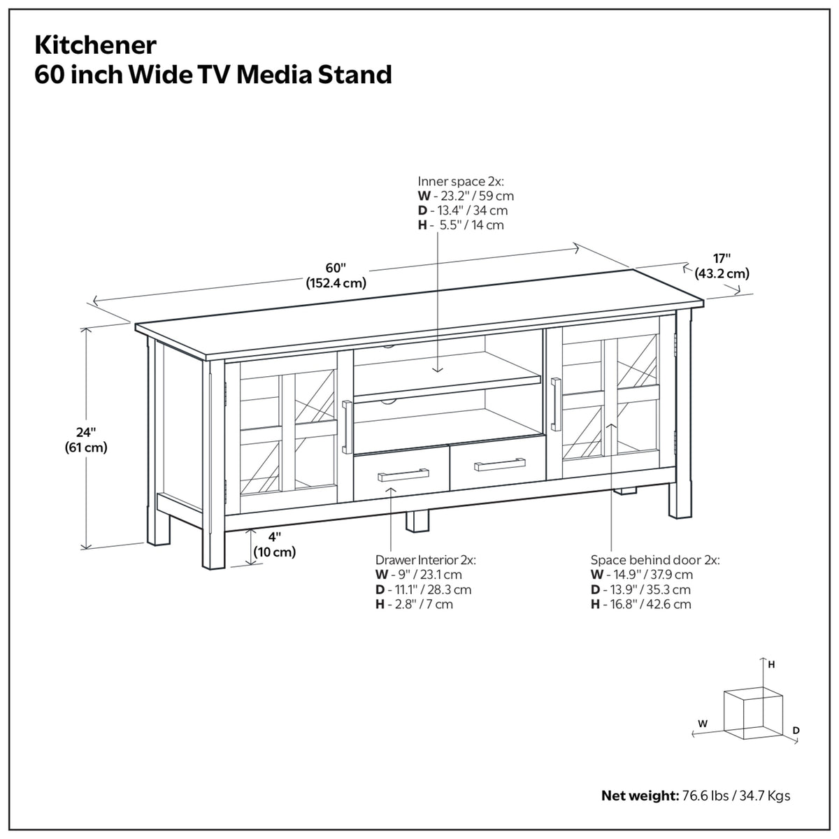 Hickory Brown | Kitchener 60 inch TV Stand