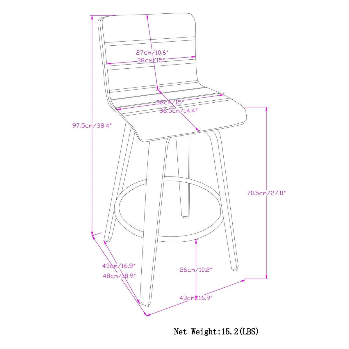 Black Vegan Leather | Roland Swivel Bar Stool in Vegan Leather