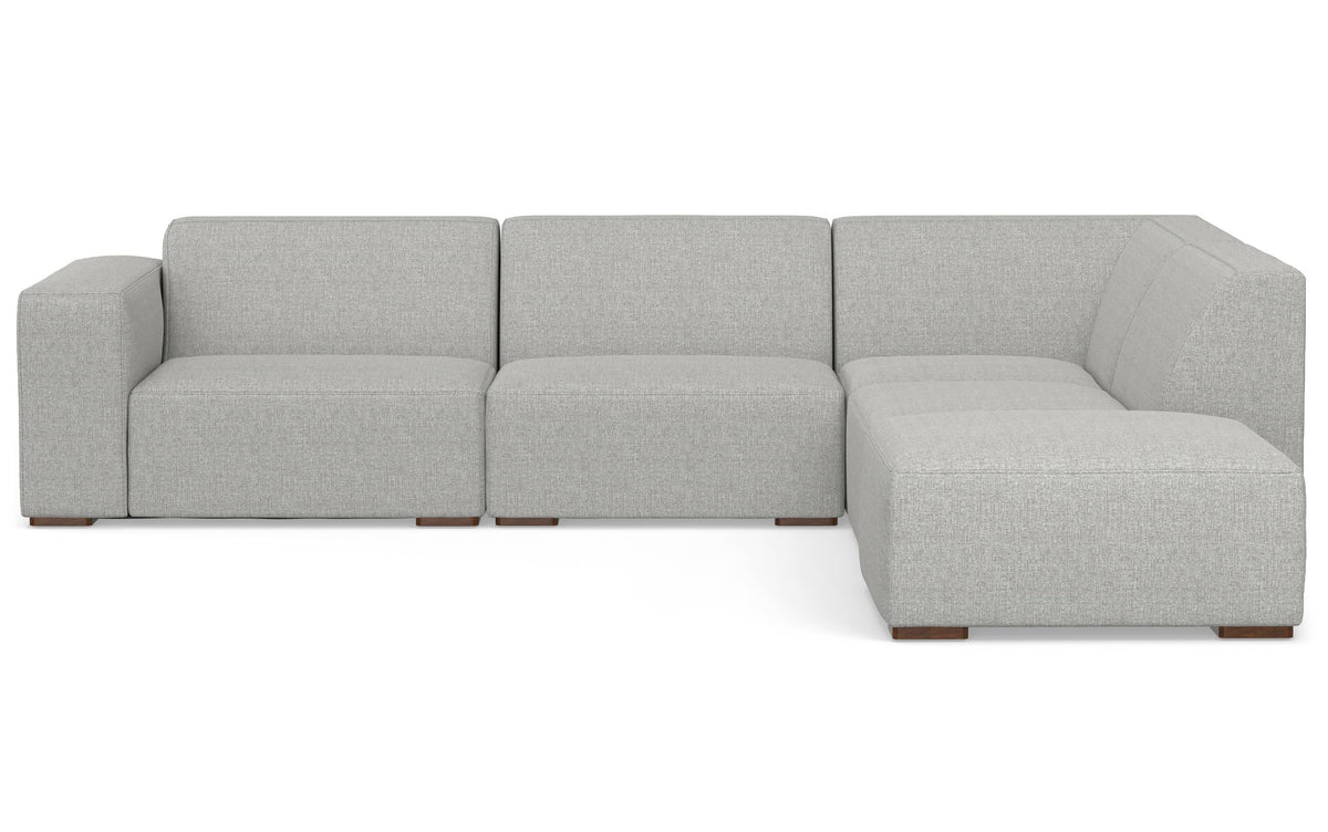 Pale Grey Performance Fabric | Rex Right Sectional and Ottoman Performance Fabric