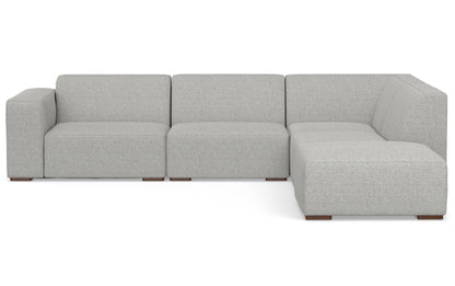 Pale Grey Performance Fabric | Rex Right Sectional and Ottoman Performance Fabric