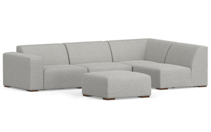 Pale Grey Performance Fabric | Rex Right Sectional and Ottoman Performance Fabric