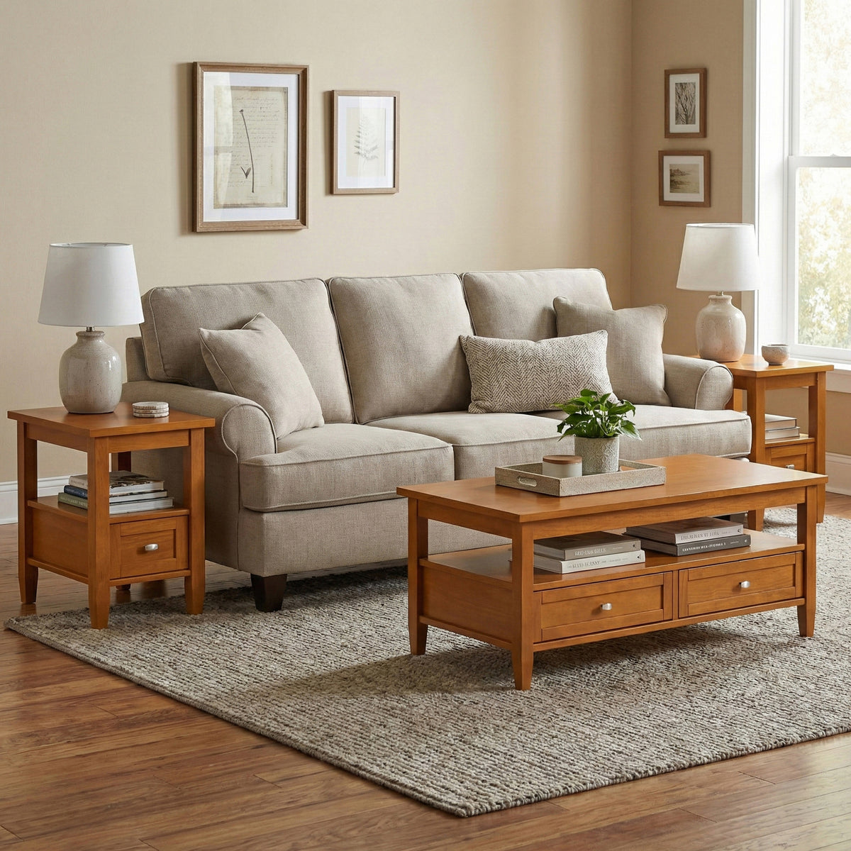 Light Golden Brown | Warm Shaker Narrow End Table
