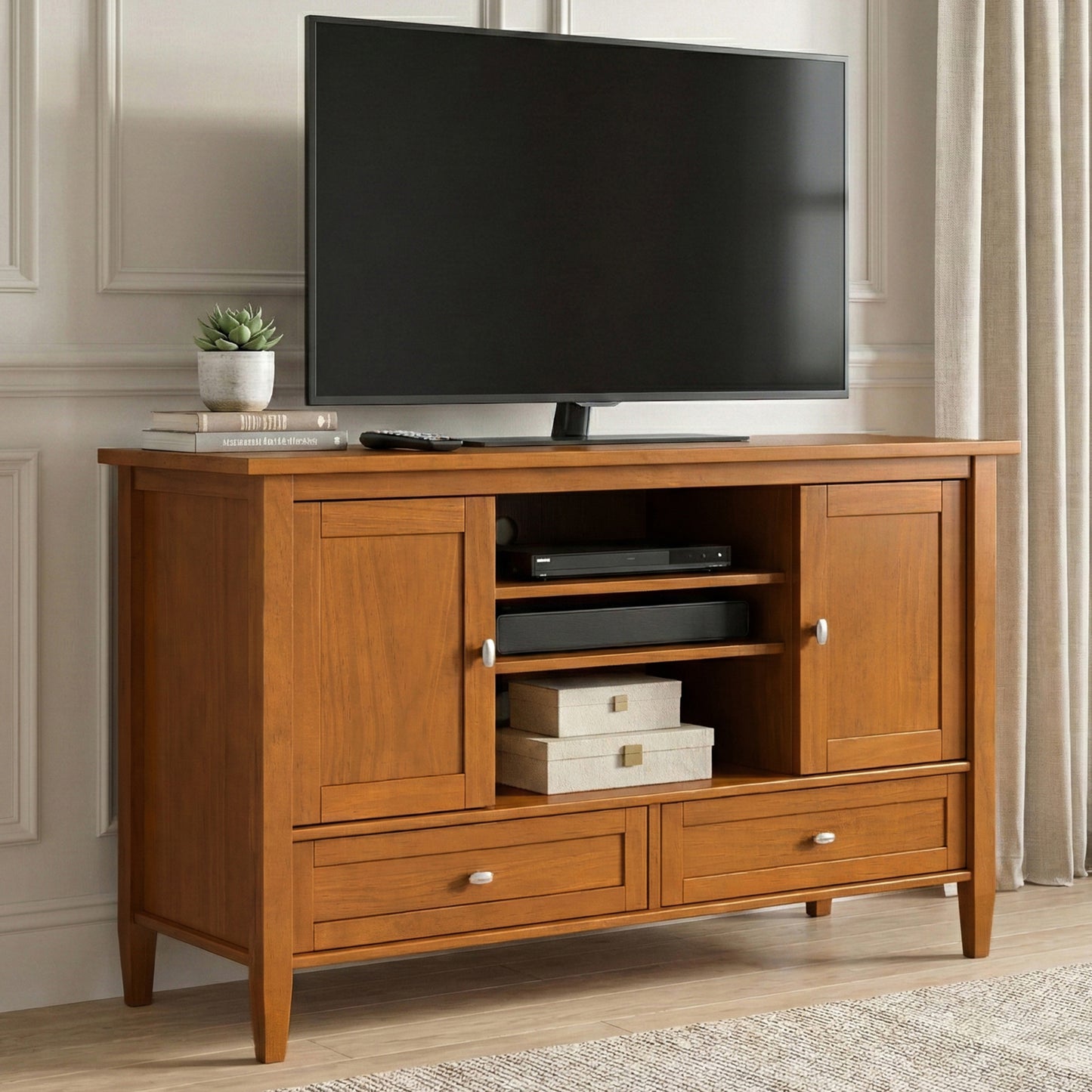 Light Golden Brown | Warm Shaker TV Media Stand
