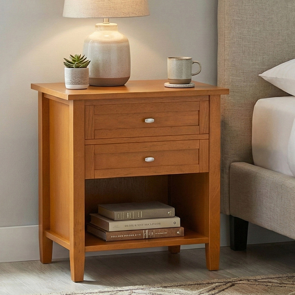 Light Golden Brown | Warm Shaker Nightstand