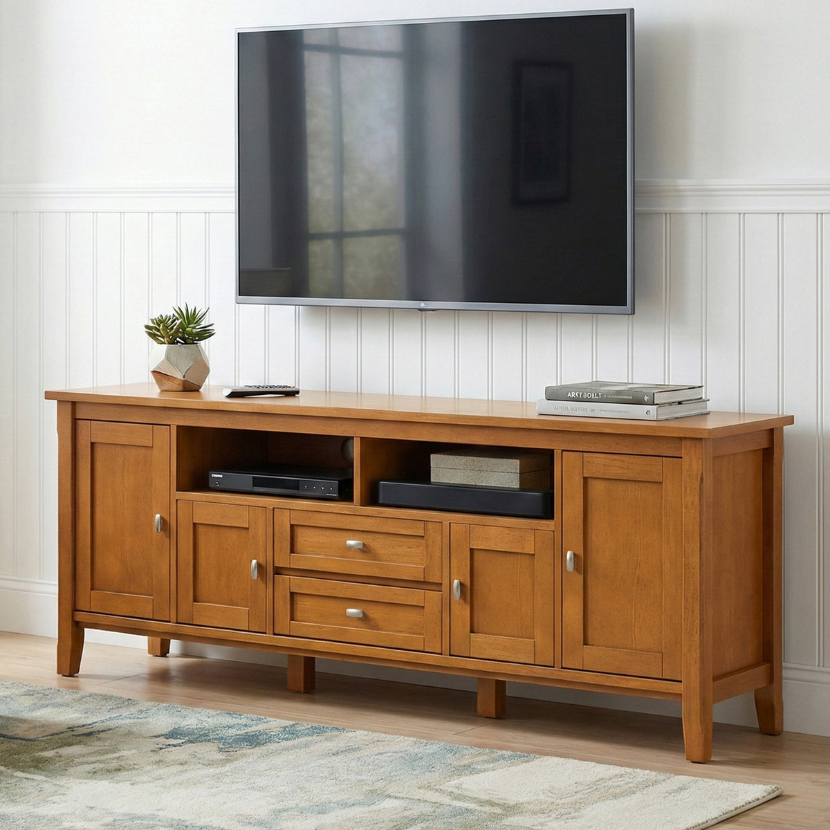 Light Golden Brown | Warm Shaker 72 inch TV Media Stand