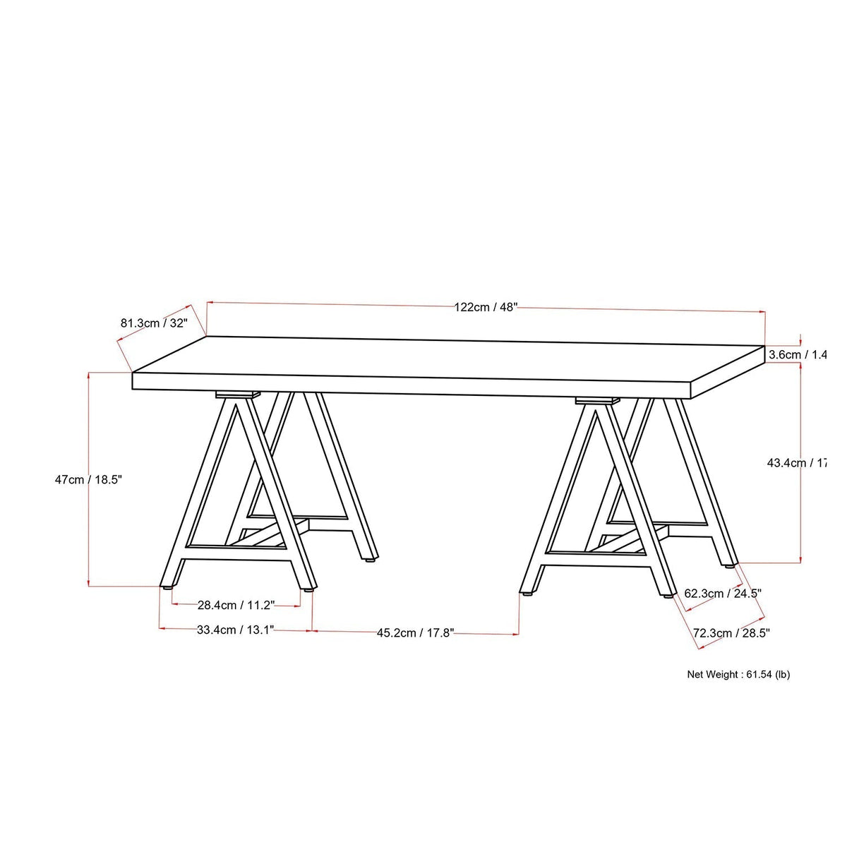 Sawhorse Metal/Wood Coffee Table