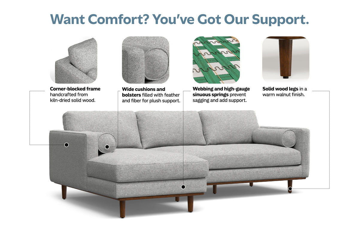 Mist Grey Woven-Blend Fabric | Morrison Left Sectional