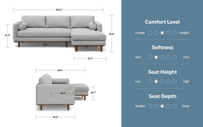 Mist Grey Woven-Blend Fabric | Morrison Mid Century Sectional