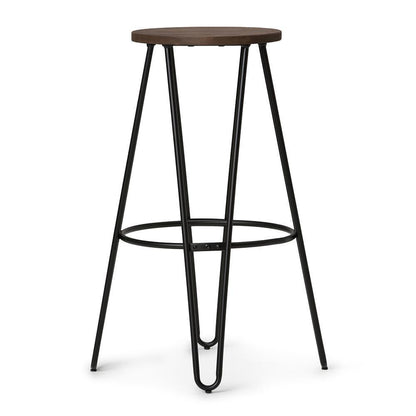 Cocoa Brown  | Simeon 30 inch Metal Bar Stool with Wood Seat