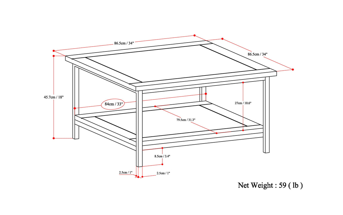 Refined Natural | Skyler 34 inch Square Coffee Table