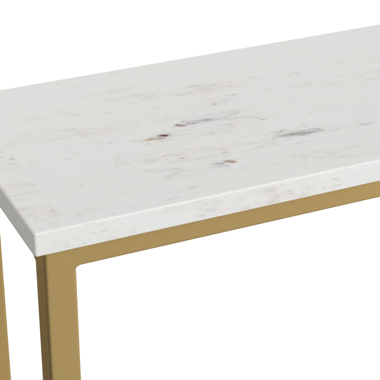White Marble/Gold | Skyler C Side Table with Genuine Marble Top