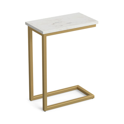 White Marble/Gold | Skyler C Side Table with Genuine Marble Top