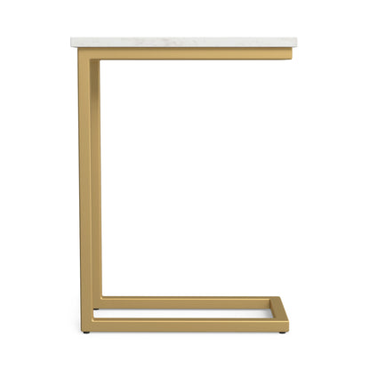 White Marble/Gold | Skyler C Side Table with Genuine Marble Top