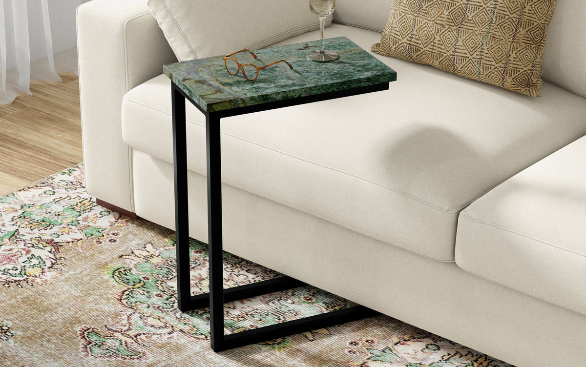 Green Marble/Black | Skyler C Side Table with Genuine Marble Top