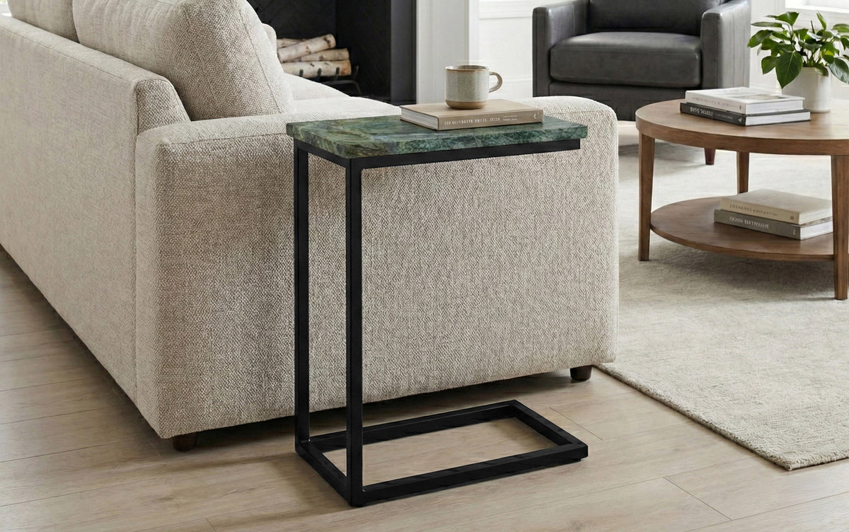 Green Marble/Black | Skyler C Side Table with Genuine Marble Top