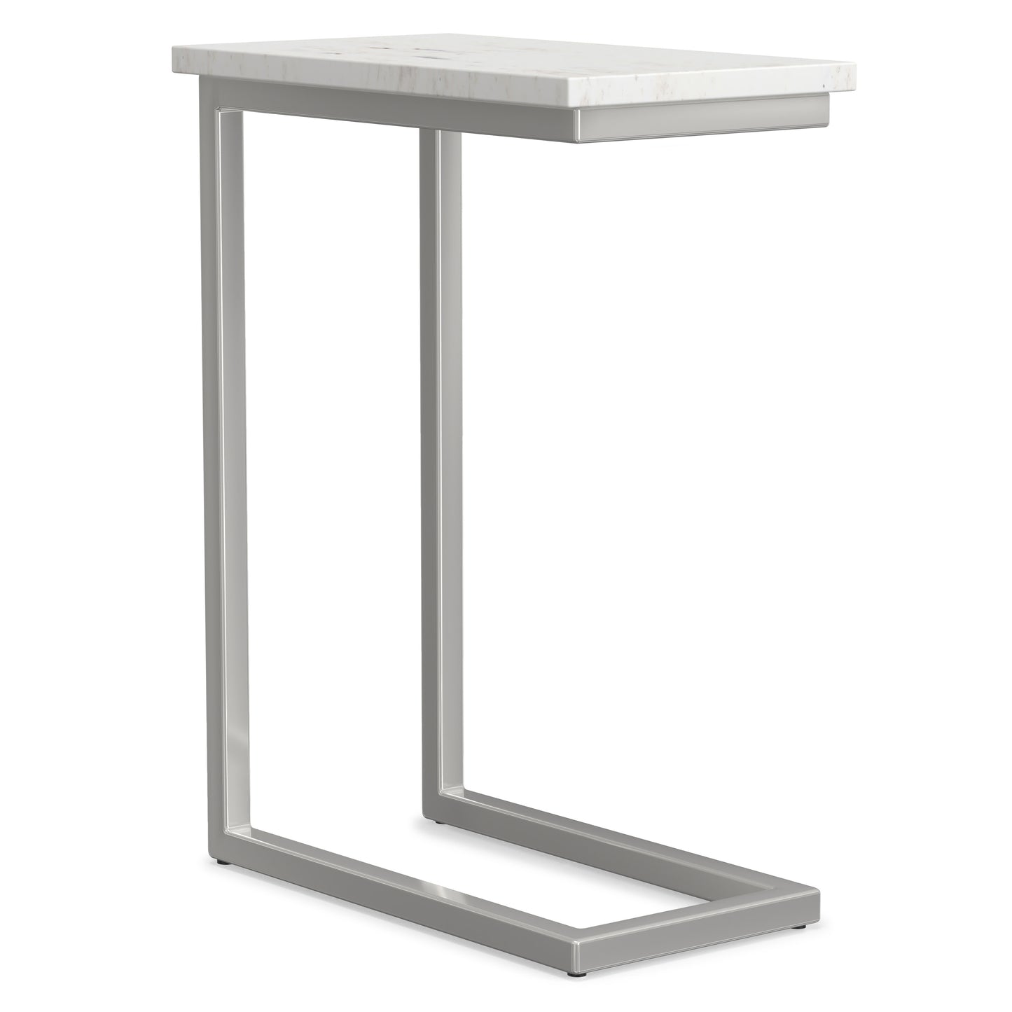 White Marble/Silver | Skyler C Side Table with Genuine Marble Top