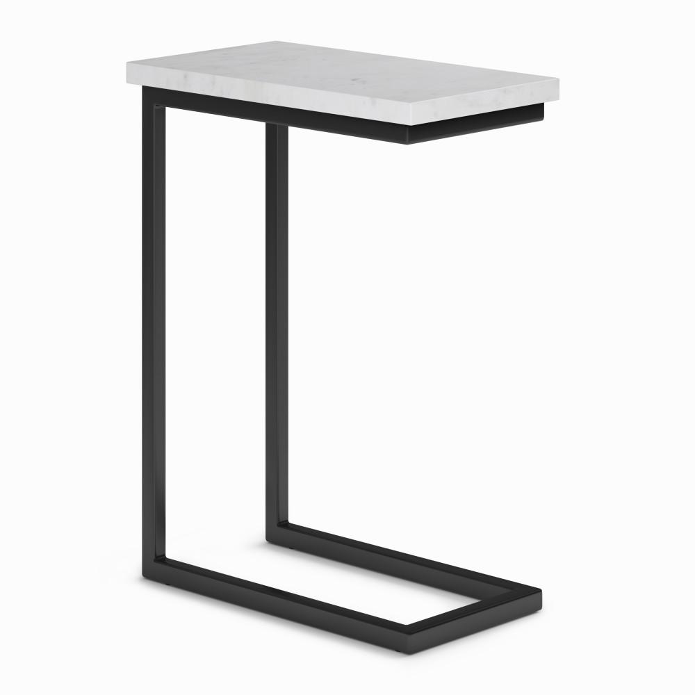 White Marble/Black | Skyler C Side Table with Genuine Marble Top