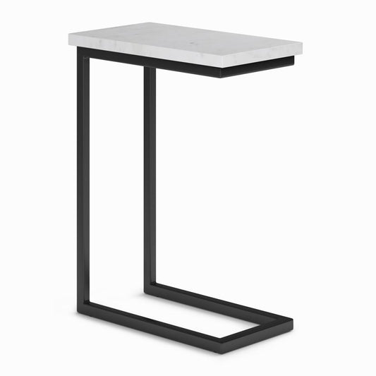 White Marble/Black | Skyler C Side Table with Genuine Marble Top
