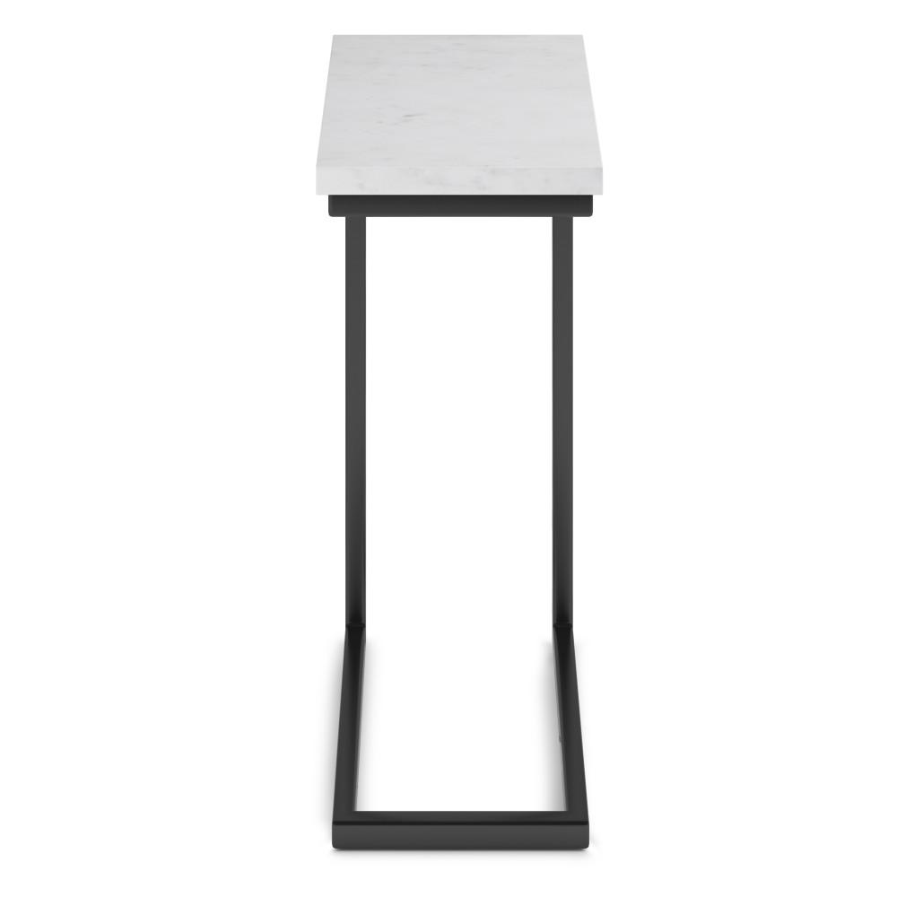 White Marble/Black | Skyler C Side Table with Genuine Marble Top