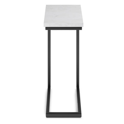 White Marble/Black | Skyler C Side Table with Genuine Marble Top