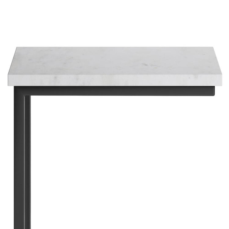 White Marble/Black | Skyler C Side Table with Genuine Marble Top
