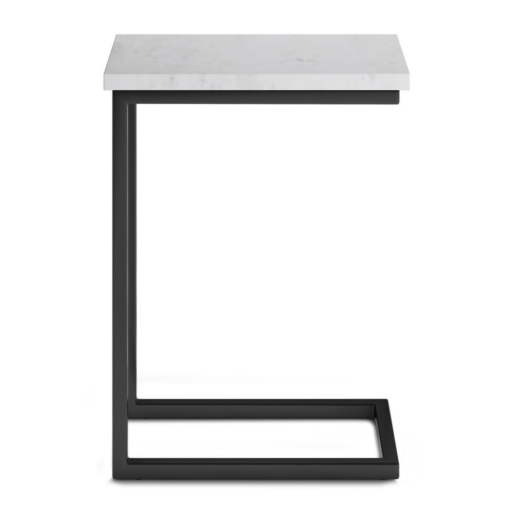 White Marble/Black | Skyler C Side Table with Genuine Marble Top