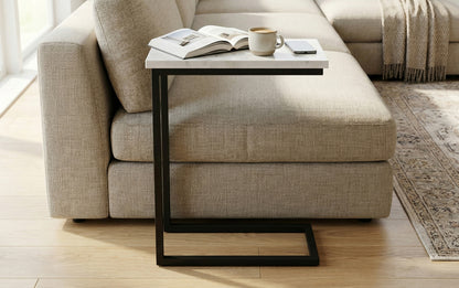 White Marble/Black | Skyler C Side Table with Genuine Marble Top
