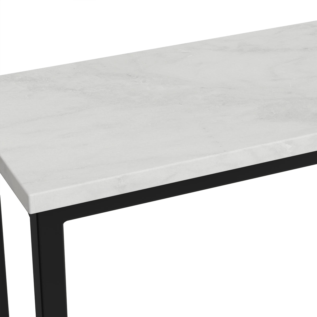 White Marble/Black | Skyler C Side Table with Genuine Marble Top