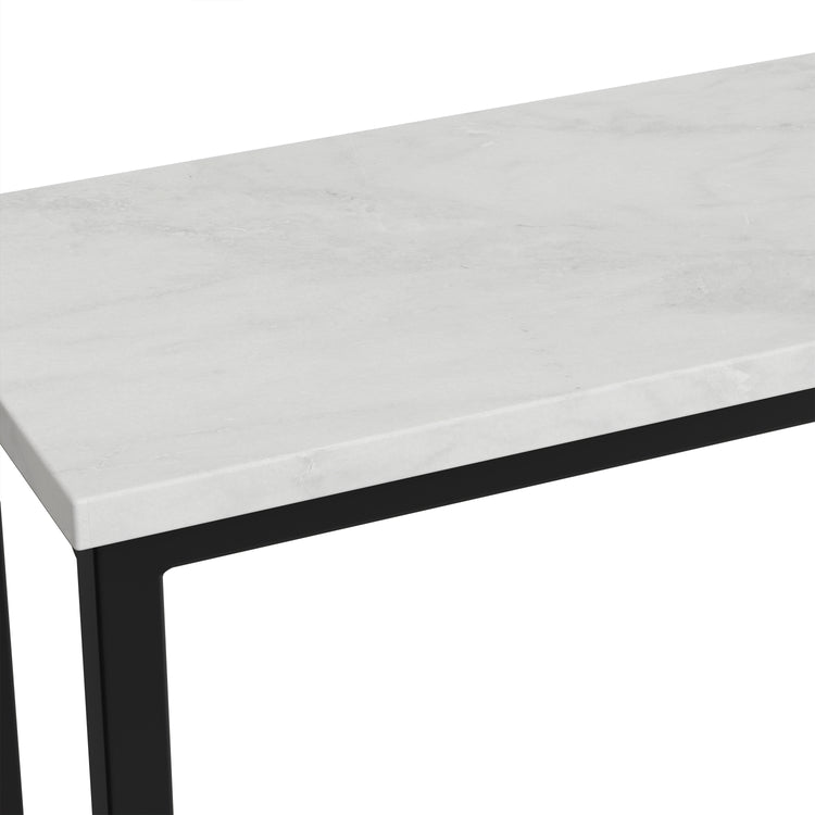White Marble/Black | Skyler C Side Table with Genuine Marble Top