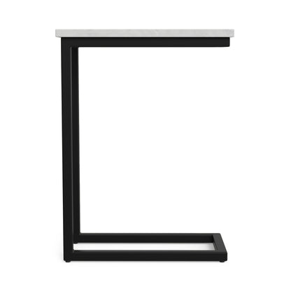 White Marble/Black | Skyler C Side Table with Genuine Marble Top