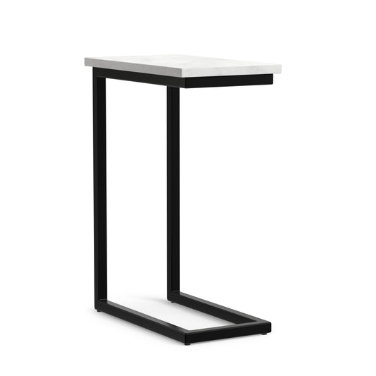 White Marble/Black | Skyler C Side Table with Genuine Marble Top
