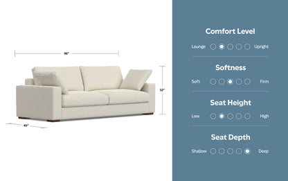 Cream Performance Fabric | Charlie 96 inch Deep Seater Sofa